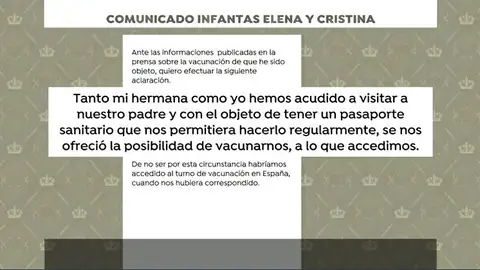 Comunicado infantas Elena y Cristina Comunicado infantas Elena y Cristina