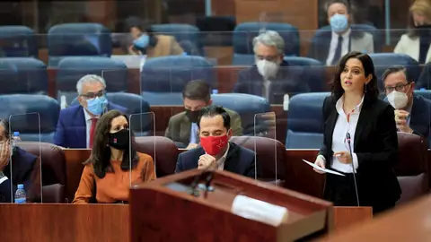 Ayuso durante su intervención en la Asamblea de Madrid Ayuso durante su intervención en la Asamblea de Madrid