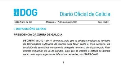 DOG de hoy 18 de marzo con las nuevas restricciones en Galicia en PDF