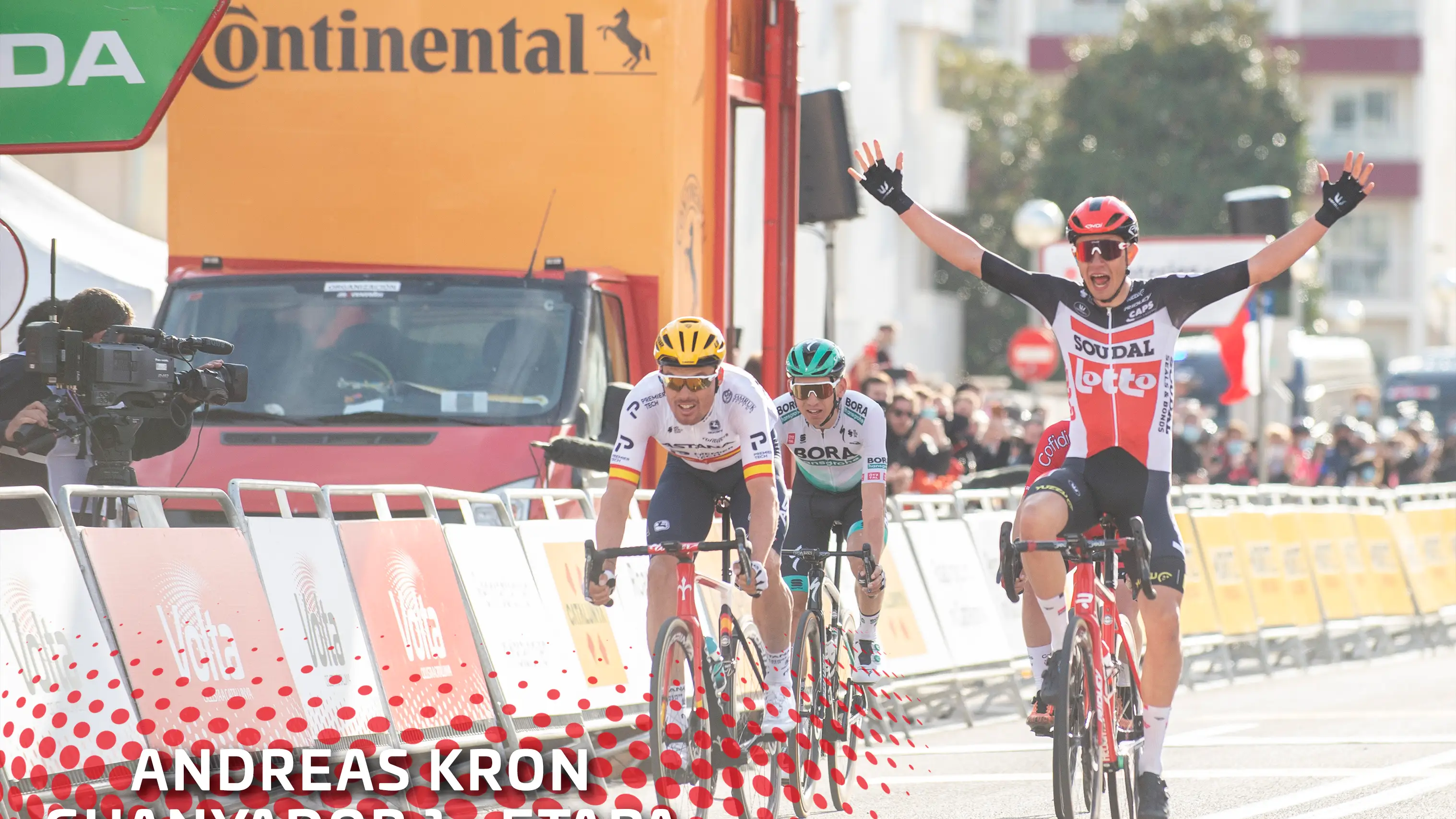 Andreas Kron celebra la victoria en la etapa 1 de la Volta a Catalunya 2021 Andreas Kron celebra la victoria en la etapa 1 de la Volta a Catalunya 2021