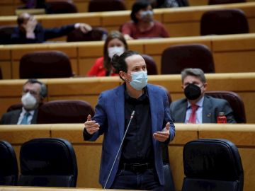 Pablo Iglesias, interviene durante la sesión de control al Gobierno 