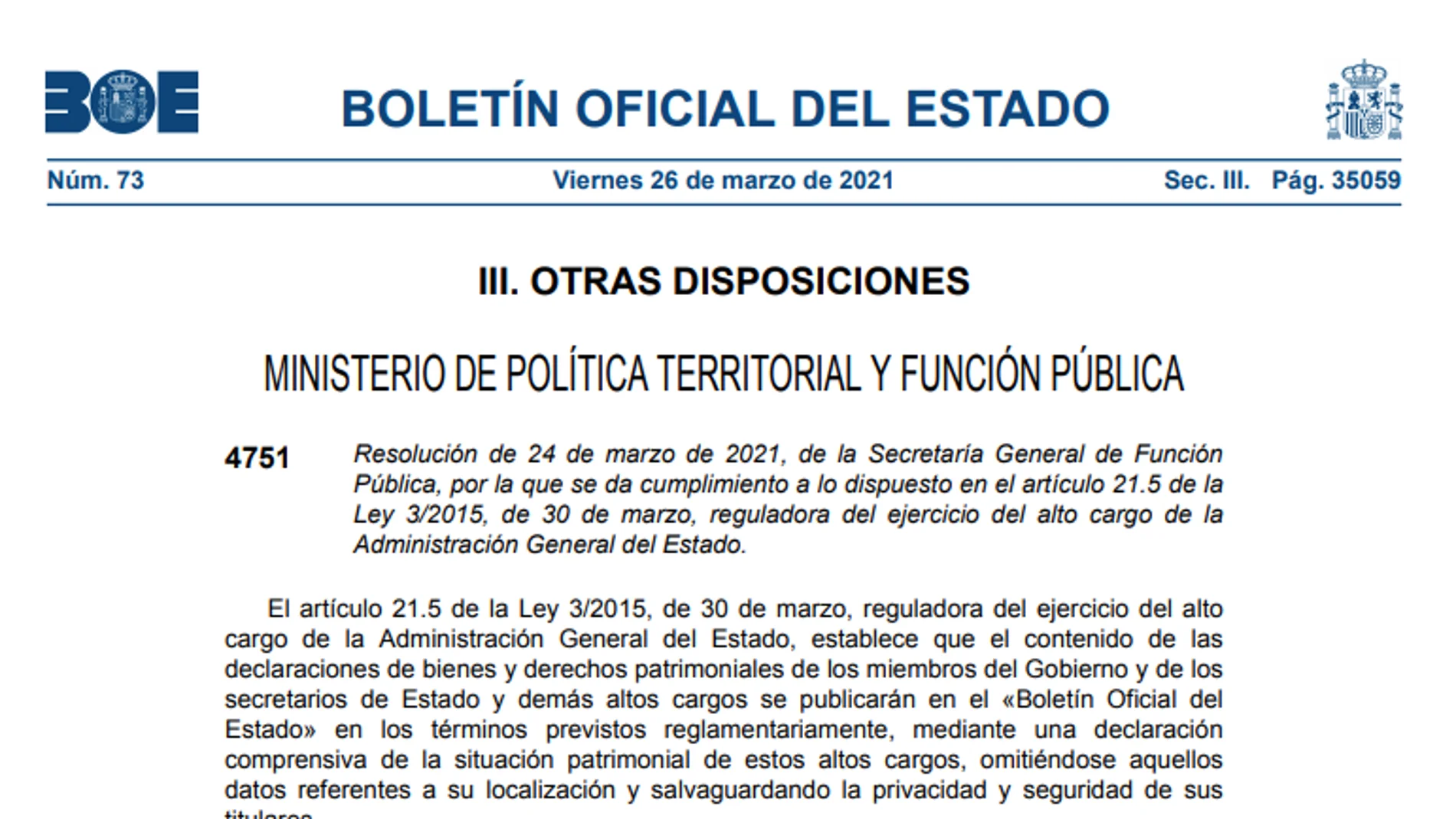 El BOE del 26 de marzo El BOE del 26 de marzo