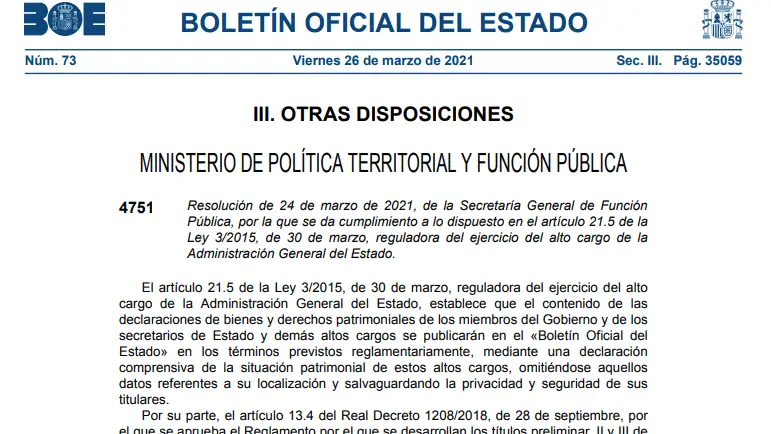 El BOE del 26 de marzo