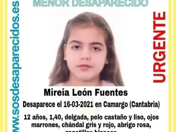 Buscan a una niña de 12 años que desapareció el pasado 16 de marzo en Camargo, Cantabria Buscan a una niña de 12 años que desapareció el pasado 16 de marzo en Camargo, Cantabria