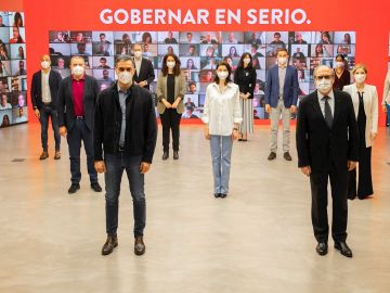 Pedro Sánchez y Ángel Gabilondo en un acto de la precamapaña de las elecciones de Madrid