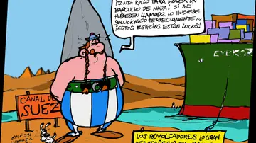 El 'Ever Given', en la viñeta de Alfredo Boto-Hervás El 'Ever Given', en la viñeta de Alfredo Boto-Hervás