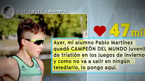 Pablo Martínez, campeón juvenil de Triatlón de invierno del mundo con tan solo 15 años Pablo Martínez, campeón juvenil de Triatlón de invierno del mundo con tan solo 15 años
