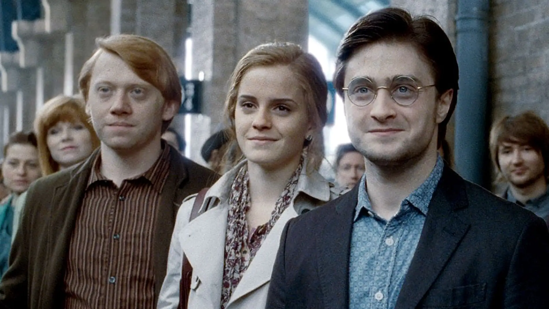 Rupert Grint, Emma Watson y Daniel Radcliffe en 'Harry Potter'