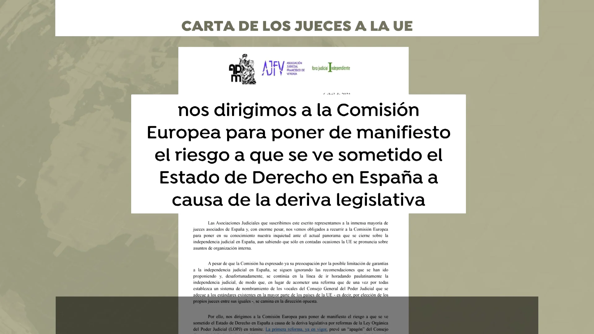 Más de 2.500 jueces piden medidas a la UE ante el riesgo de violación del Estado de Derecho en España Más de 2.500 jueces piden medidas a la UE ante el riesgo de violación del Estado de Derecho en España