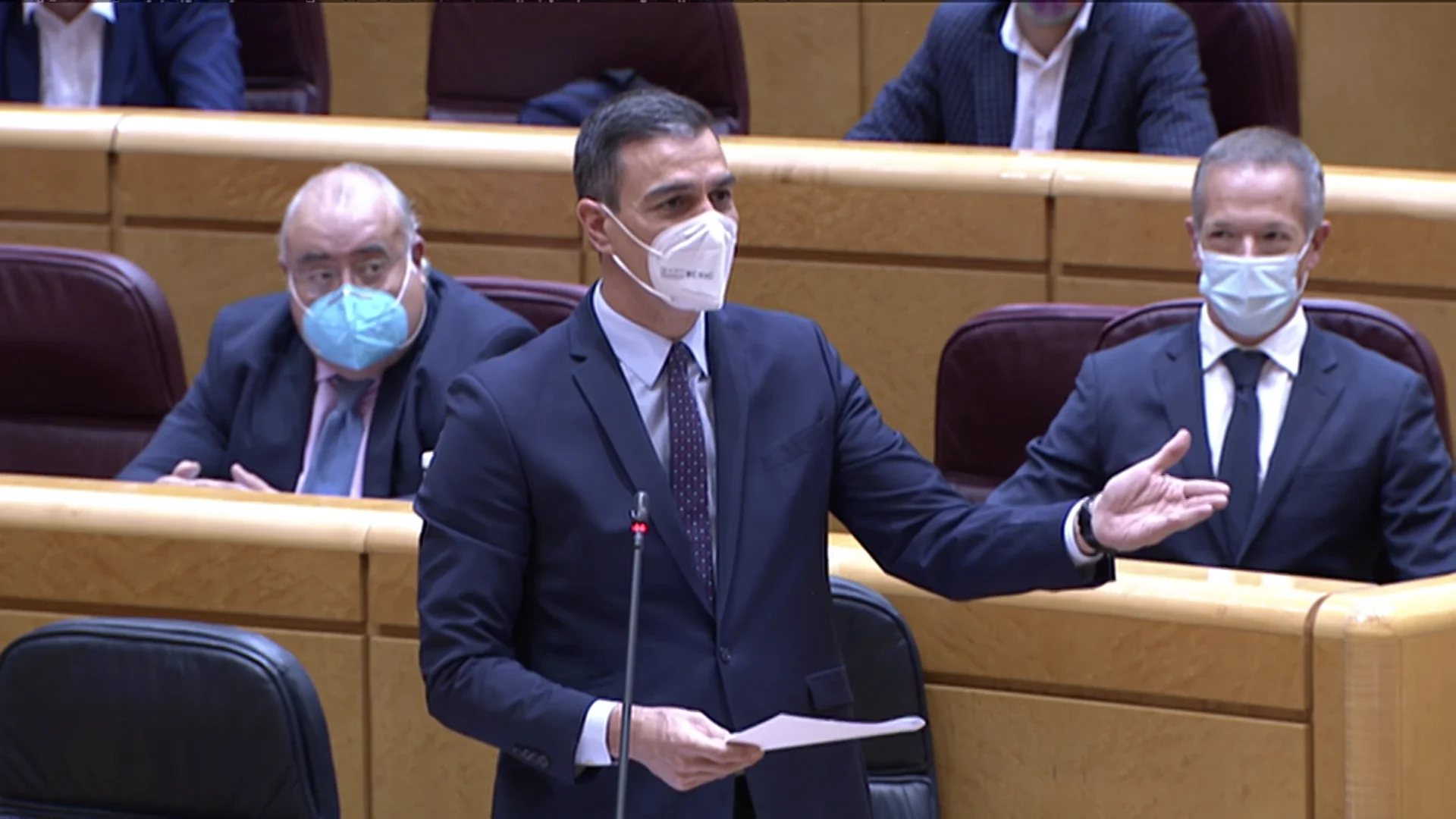 Pedro S&aacute;nchez, en la sesi&oacute;n de control al Gobierno del Senado