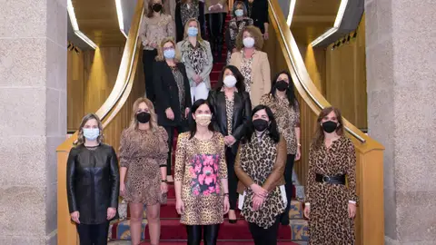 Vestidas con estampados de leopardo contra el "ataque machista" del presidente la Diputación de Lugo Vestidas con estampados de leopardo contra el "ataque machista" del presidente la Diputación de Lugo