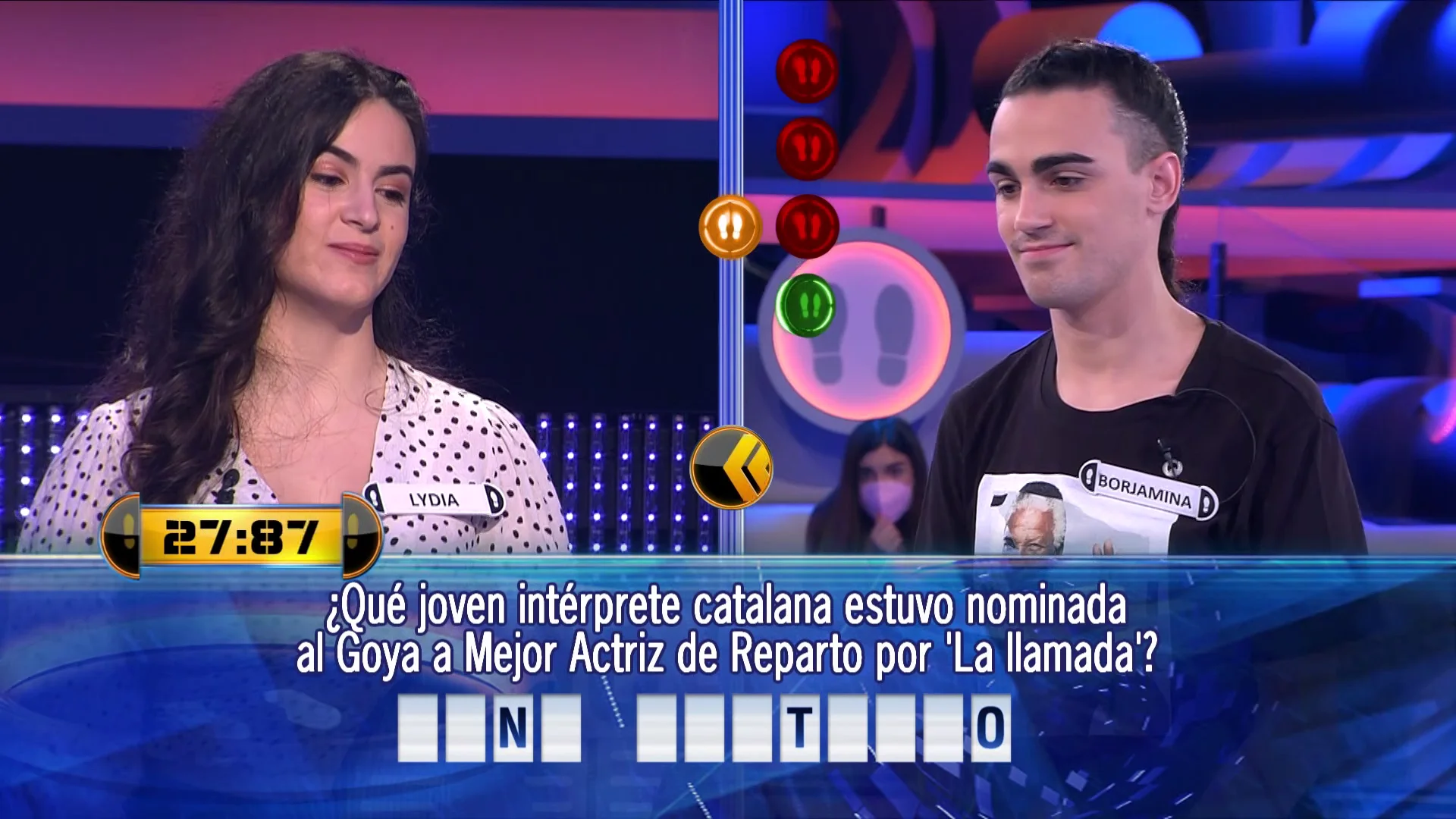 Complicado duelo entre Lydia y Borja que le cuesta dos comodines en ‘¡Ahora caigo!’ Complicado duelo entre Lydia y Borja que le cuesta dos comodines en ‘¡Ahora caigo!’