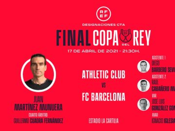 Juan Martínez Munuera pitará la final de la Copa del Rey 2021 entre Athletic y Barcelona
