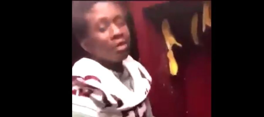 They force a black player to sit in a cupboard with hanging bananas