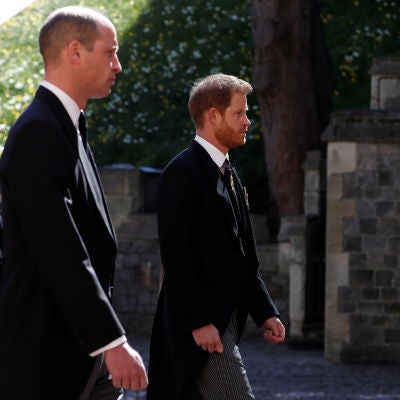 Los príncipes Guillermo y Harry, en el funeral por el duque de Edimburgo