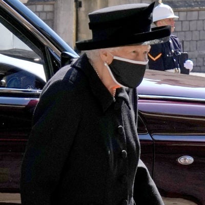 la Reina Isabel II en el funeral del Duque de Edimburgo