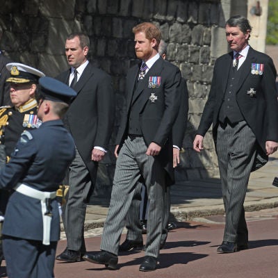 El príncipe Harry y Guillermo en el funeral del Duque de Edimburgo