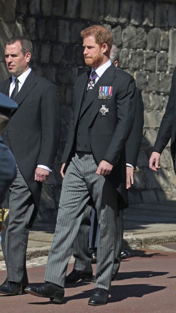 El príncipe Harry y Guillermo en el funeral del Duque de Edimburgo
