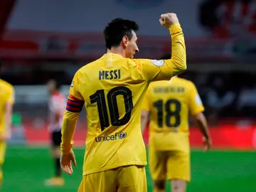 Leo Messi celebra uno de sus goles ante el Athletic en la final de la Copa del Rey Leo Messi celebra uno de sus goles ante el Athletic en la final de la Copa del Rey