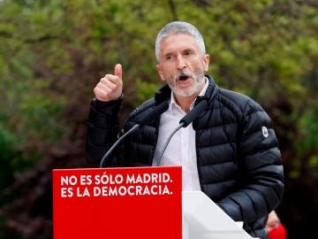 Fernando Grande-Marlaska, durante un mitin del PSOE