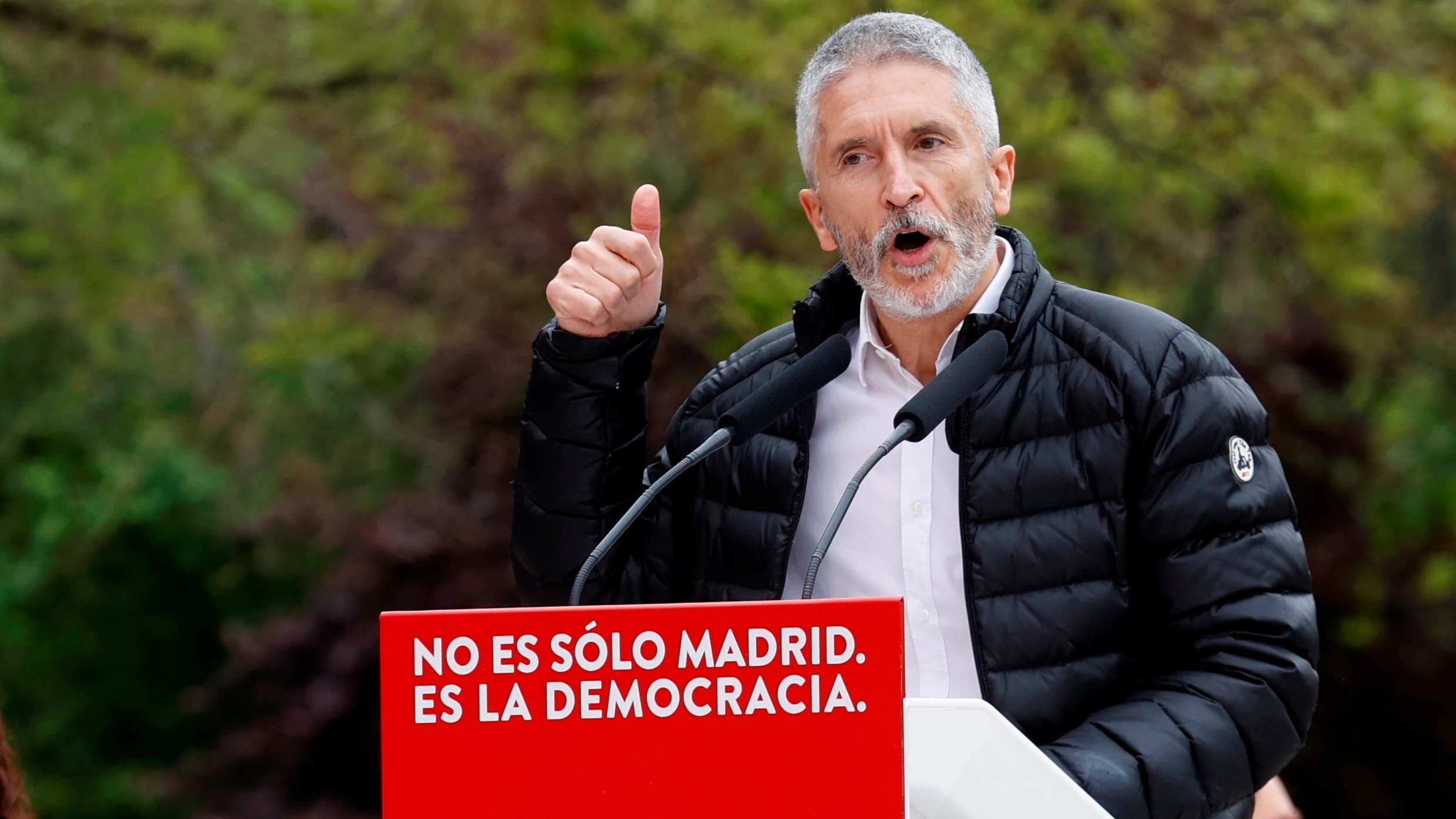 Fernando Grande-Marlaska, durante un mitin del PSOE Fernando Grande-Marlaska, durante un mitin del PSOE