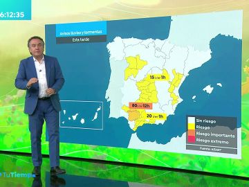 La previsi&oacute;n del tiempo hoy: Lluvias y tormentas localmente intensas en Andaluc&iacute;a, entorno del Estrecho y el interior de Castell&oacute;n