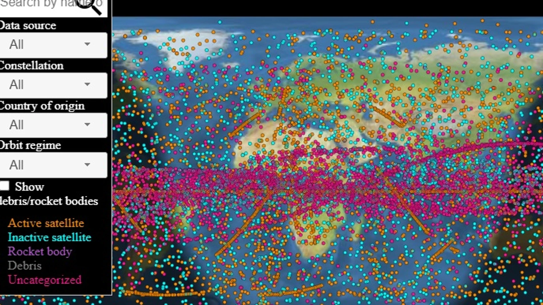 Consulta en este mapa en tiempo real los satélites y la basura espacial que orbitan la Tierra