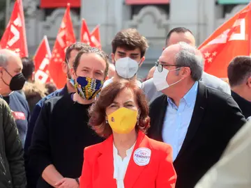 La ministra Carmen Calvo en la manifestación en Madrid por el Día del Trabajo La ministra Carmen Calvo en la manifestación en Madrid por el Día del Trabajo