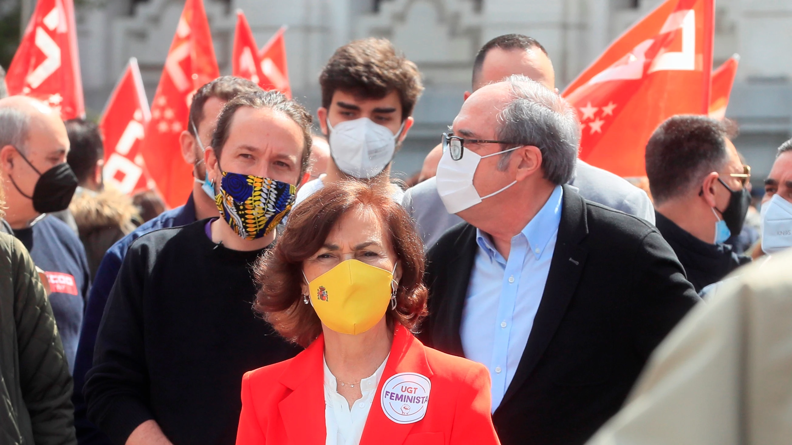 La ministra Carmen Calvo en la manifestación en Madrid por el Día del Trabajo La ministra Carmen Calvo en la manifestación en Madrid por el Día del Trabajo