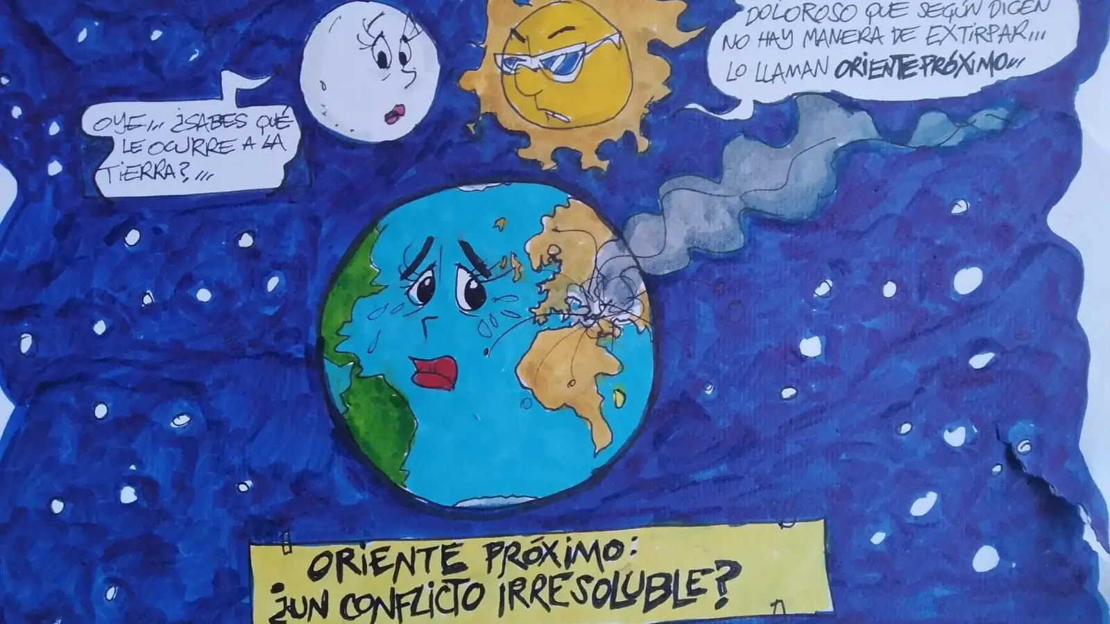 'Oriente pr&oacute;ximo: &iquest;un conflicto irresoluble?', en la vi&ntilde;eta gr&aacute;fica de Alfredo Boto-Herv&aacute;s