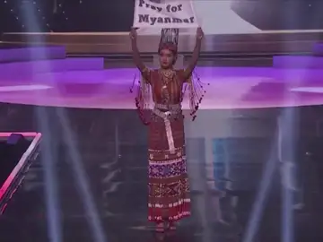 Miss Birmania aprovecha el certamen de Miss Universo para denuncia la represión militar en su país Miss Birmania aprovecha el certamen de Miss Universo para denuncia la represión militar en su país