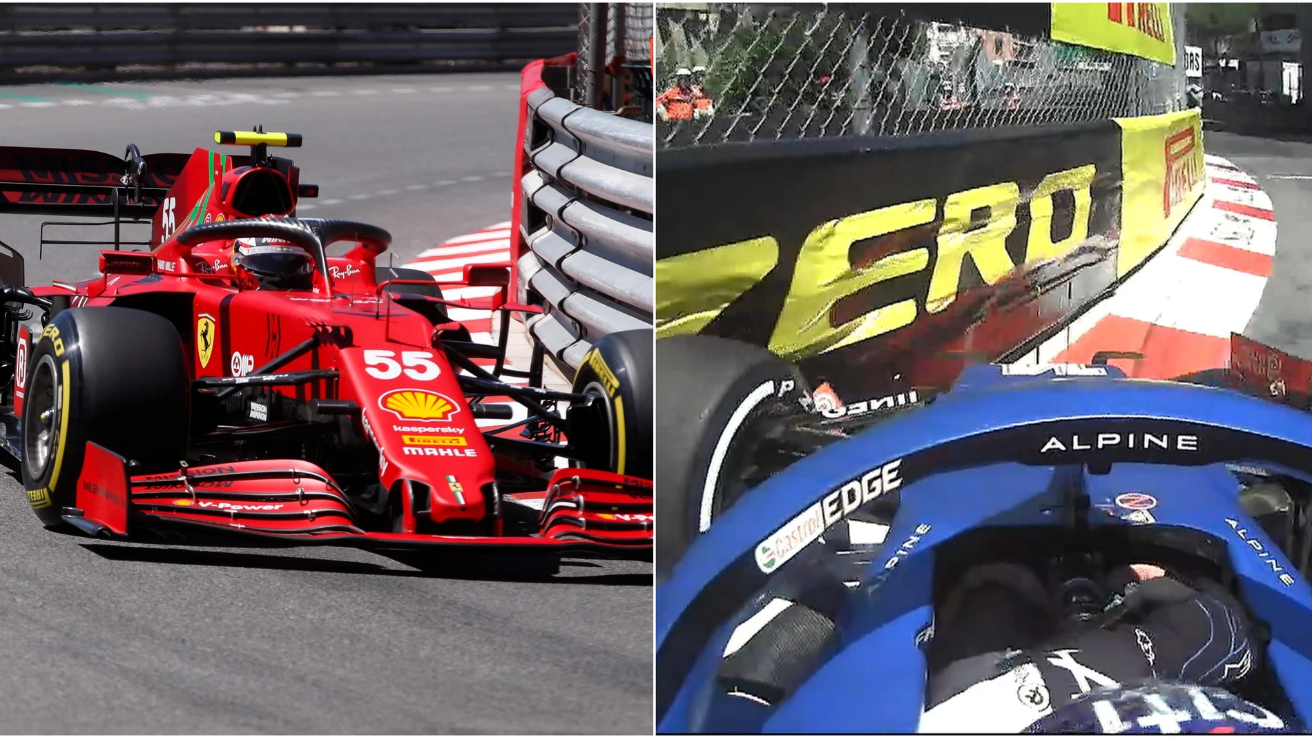 Carlos Sainz brilla en los primeros Libres en Mónaco y Fernando Alonso sufre un percance contra un muro