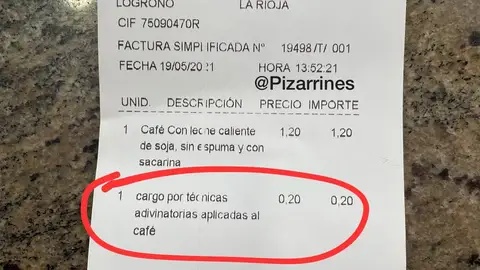 Las originales formas de cobrar en un bar de Logroño: cargos "por técnicas adivinatorias" o descuentos "por feos" Las originales formas de cobrar en un bar de Logroño: cargos "por técnicas adivinatorias" o descuentos "por feos"