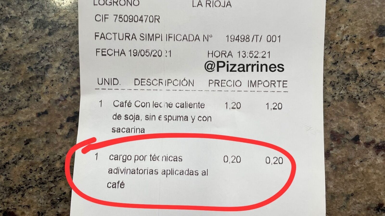 La original forma de cobrar en un bar de Logroño: cargos 