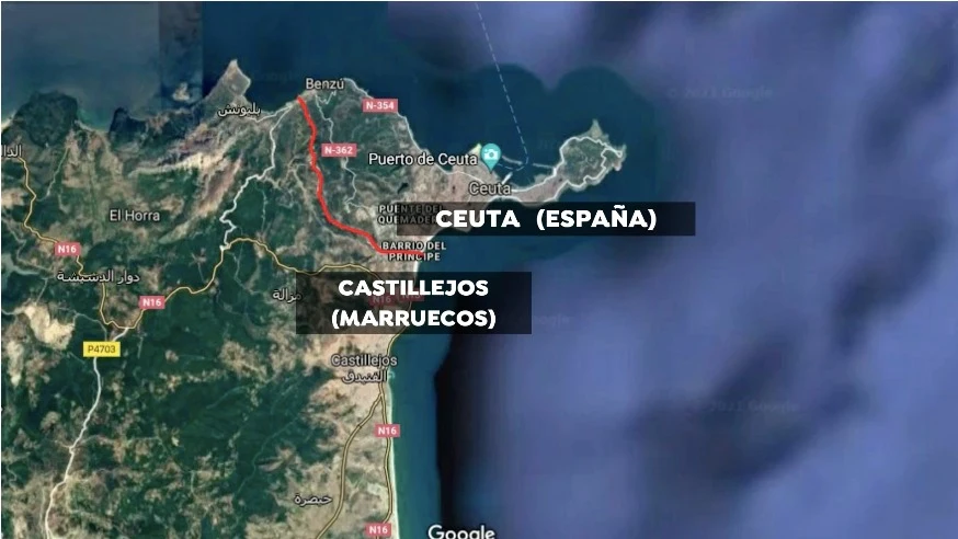 Gr&aacute;fico ubicando a la ciudad marroqu&iacute; de Castillejos