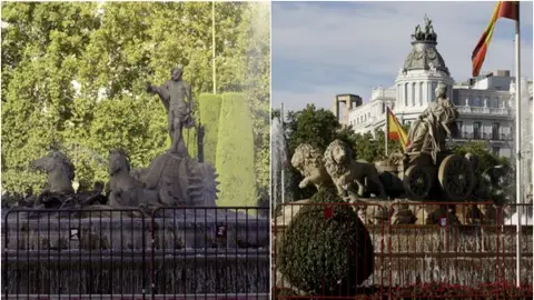 Dispositivo policial en Neptuno y Cibeles para evitar aglomeraciones durante la celebración del título de Liga Dispositivo policial en Neptuno y Cibeles para evitar aglomeraciones durante la celebración del título de Liga