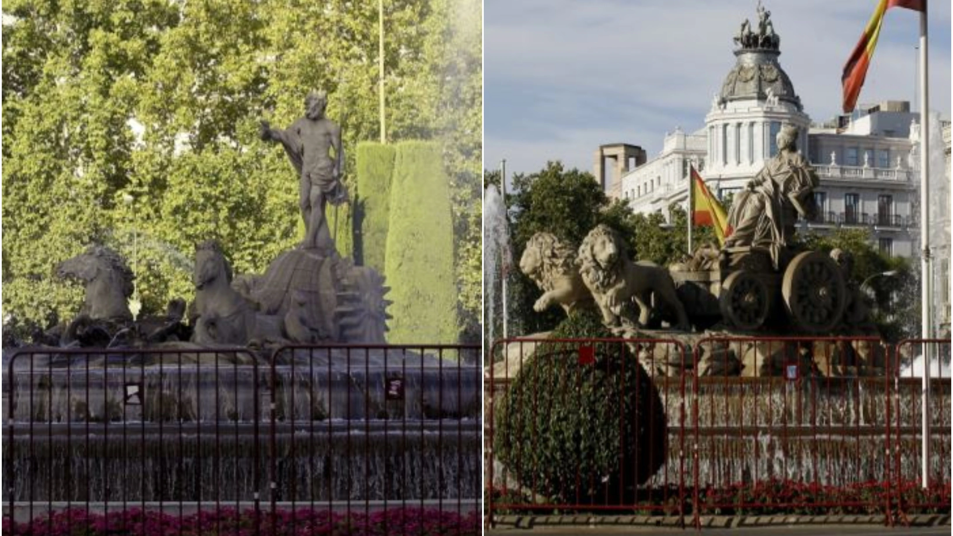 Dispositivo policial en Neptuno y Cibeles para evitar aglomeraciones durante la celebración del título de Liga Dispositivo policial en Neptuno y Cibeles para evitar aglomeraciones durante la celebración del título de Liga