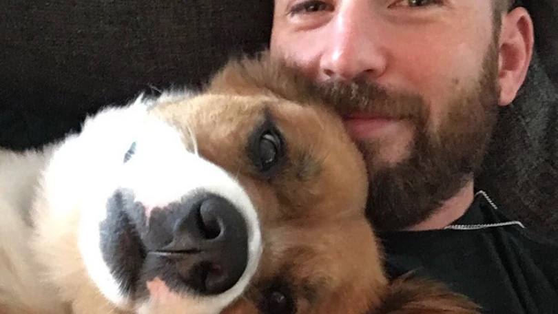 Chris Evans y su perro Dodger Chris Evans y su perro Dodger