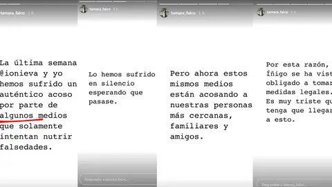 Tamara Falcó se pronuncia en redes sociales Tamara Falcó se pronuncia en redes sociales