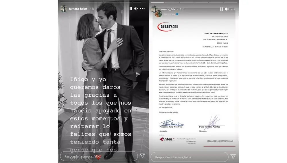 Tamara Falcó publica el comunicado de su novio