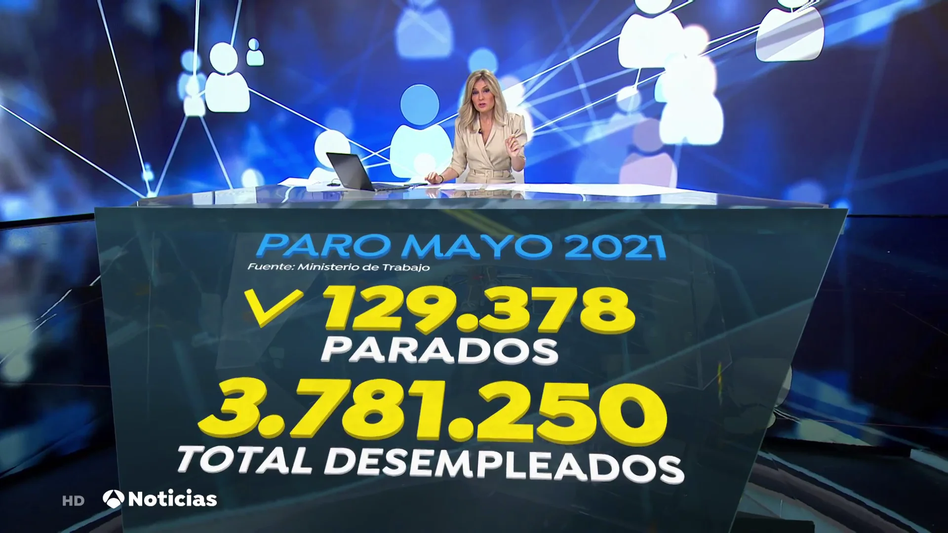 El paro baja en mayo en 129.378 personas, la mayor ca&iacute;da de la serie hist&oacute;rica, hasta los 3.781.250 desempleados