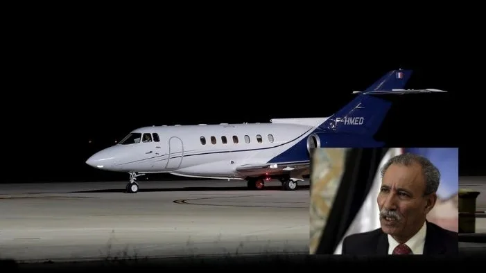 El avi&oacute;n en el que Brahim Ghali abandon&oacute; Espa&ntilde;a 