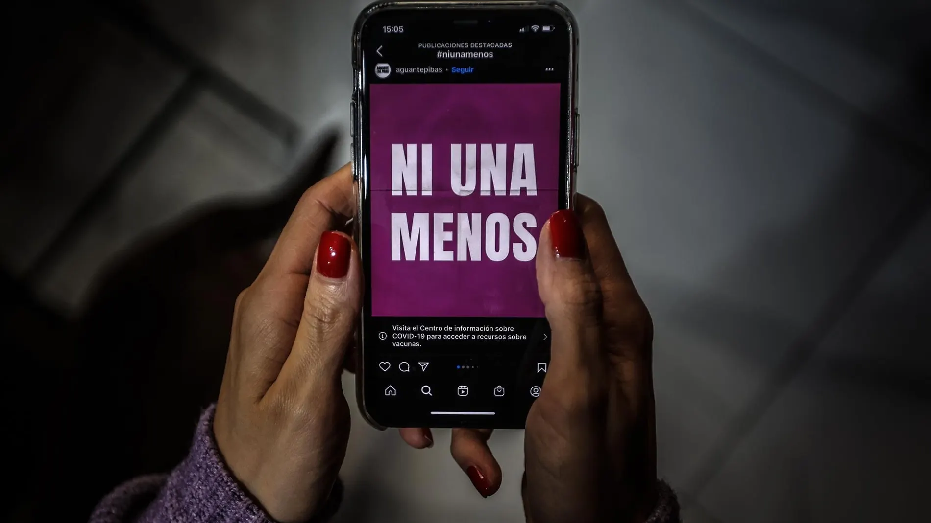 Fotografía del colectivo argentino &quot;Ni Una Menos&quot; en redes sociales.