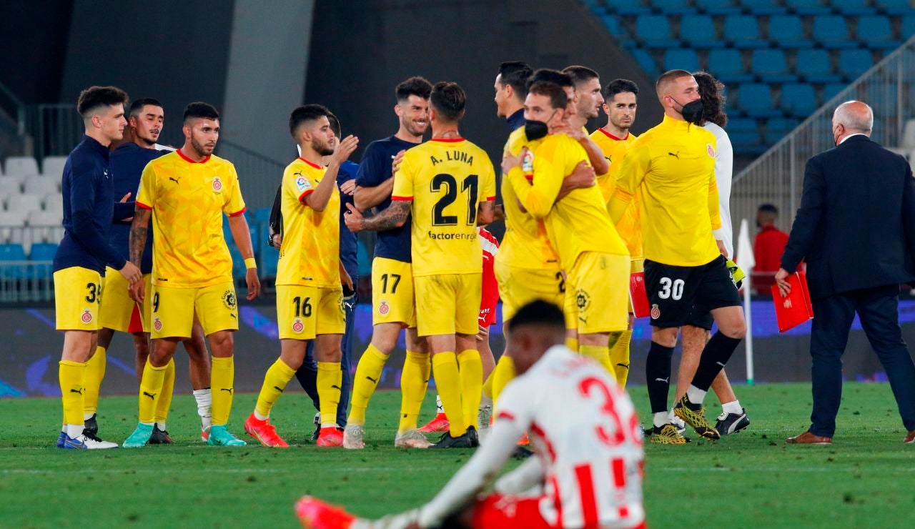 Los jugadores del Girona celebran el pase a la final por el ascenso Los jugadores del Girona celebran el pase a la final por el ascenso