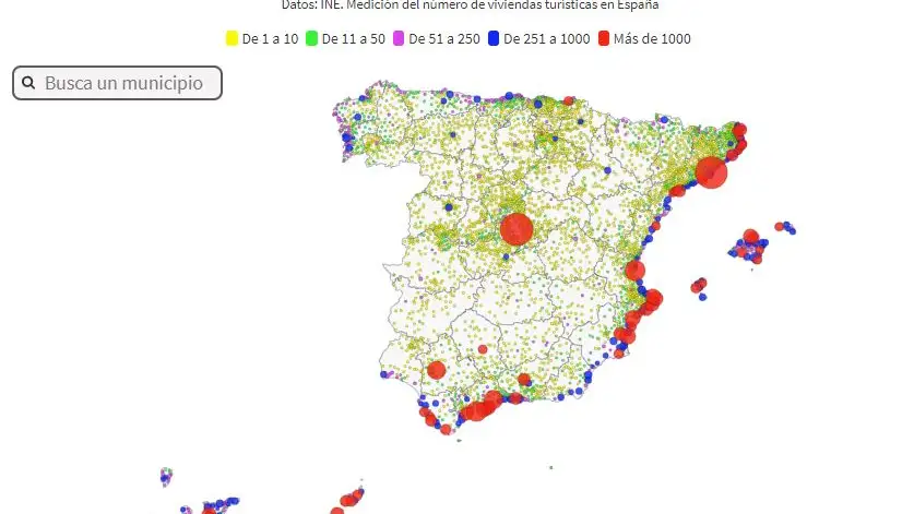 Mapa interactivo de pisos tur&iacute;sticos: &iquest;Cu&aacute;ntas viviendas tur&iacute;sticas hay en tu municipio? 