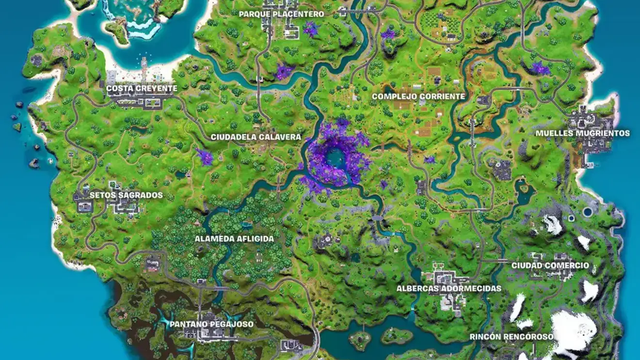 Nuevo mapa de la temporada 7 de Fortnite.