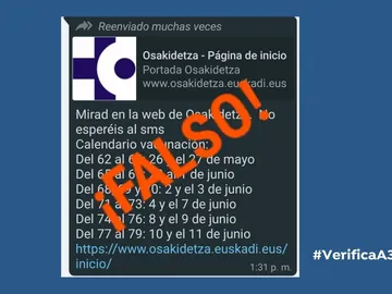 Bulo sobre el calendario de vacunación en Euskadi. Bulo sobre el calendario de vacunación en Euskadi.
