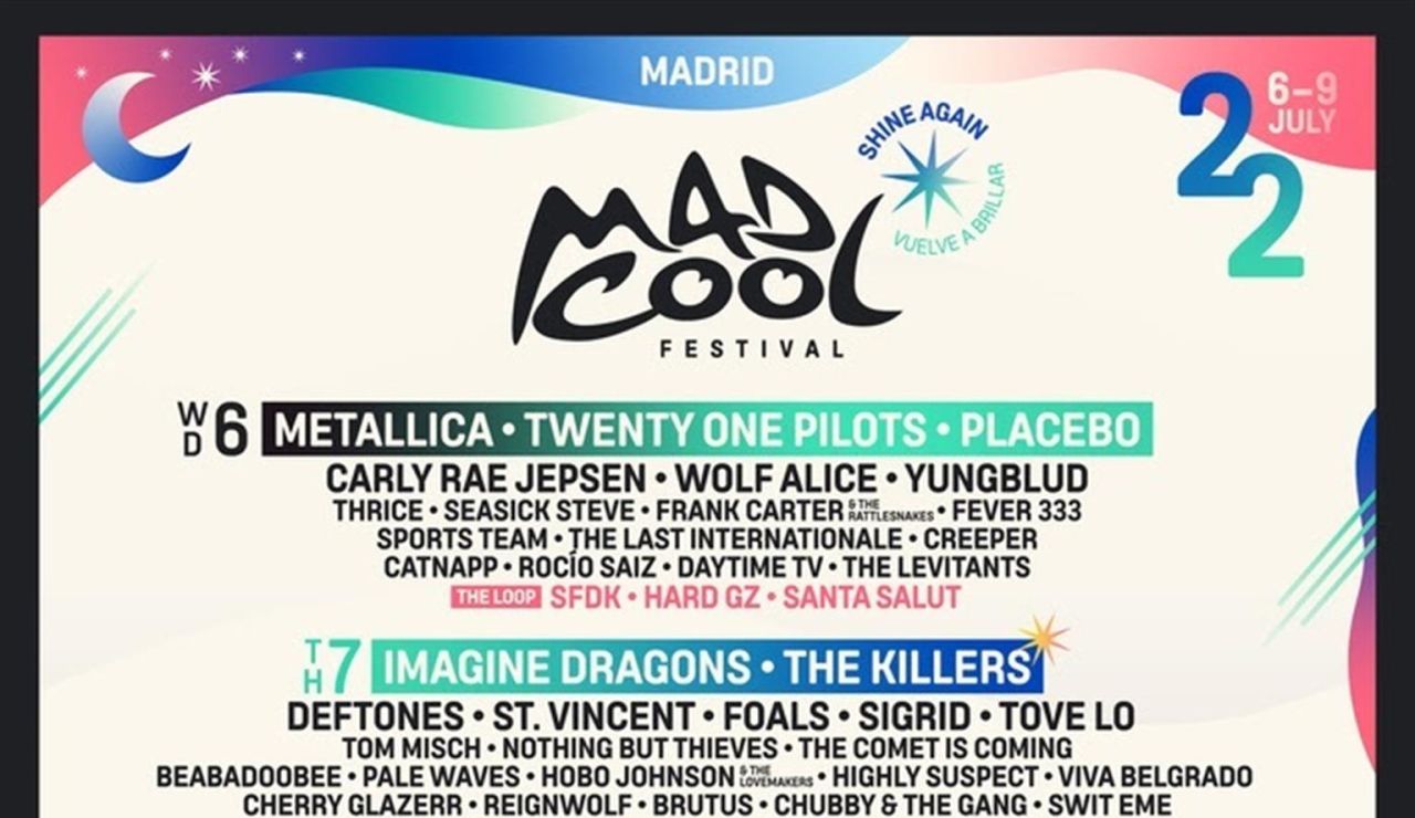 Metallica, The Killers e Imagine Dragons, en el cartel de festival Mad Cool de Madrid en 2022 Metallica, The Killers e Imagine Dragons, en el cartel de festival Mad Cool de Madrid en 2022