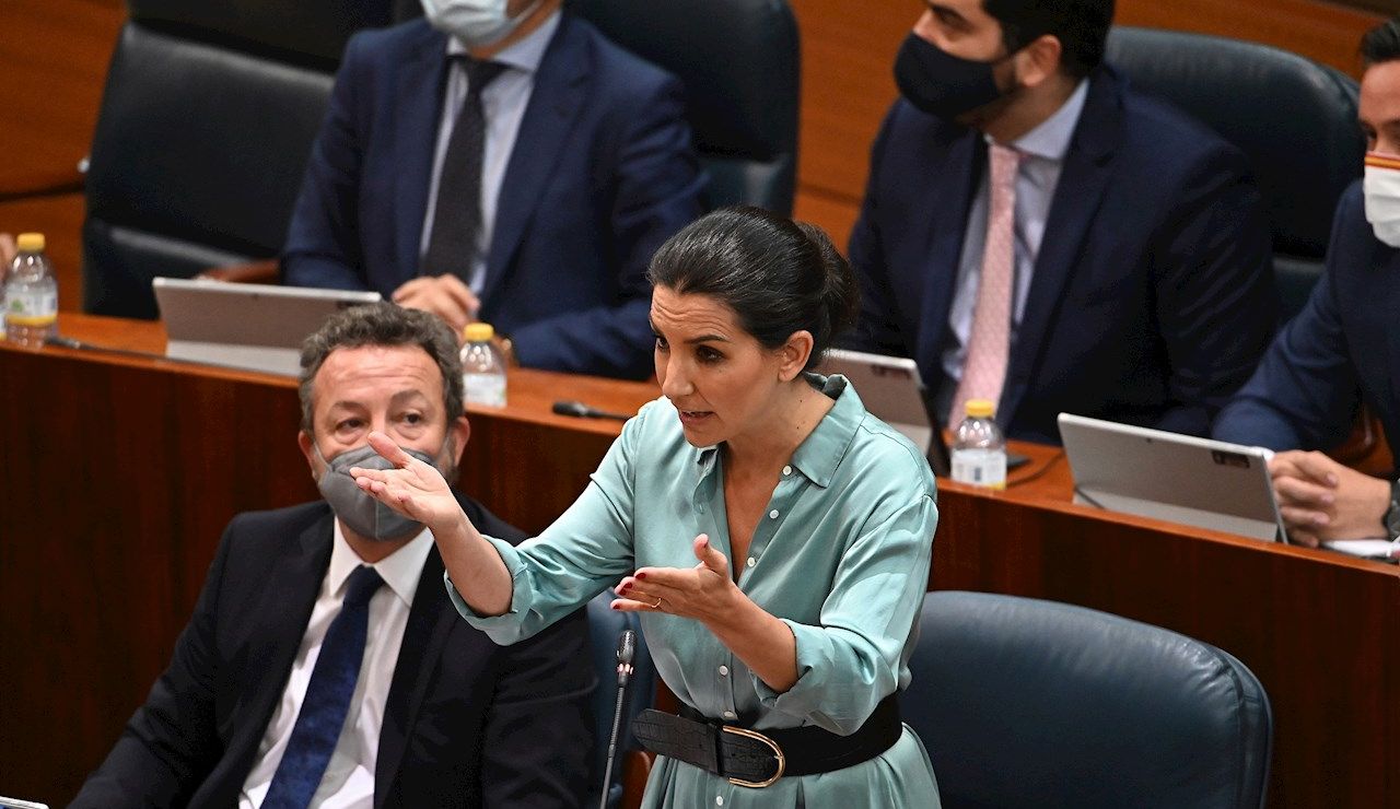 La portavoz de Vox en la Asamblea, Rocío Monasterio, interviene en la segunda y última sesión del debate de investidura de Isabel Díaz Ayuso como presidenta de la Comunidad de Madrid La portavoz de Vox en la Asamblea, Rocío Monasterio, interviene en la segunda y última sesión del debate de investidura de Isabel Díaz Ayuso como presidenta de la Comunidad de Madrid