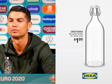 Ikea dedica una botella de agua a Cristiano, quien prefirió esa bebida a la Coca Cola